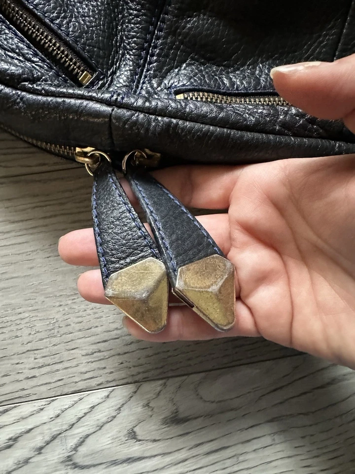 Y2K 2000’s orYANY blue Leather Slouchy Hobo Shoulder Bag Purse Fringe Tassels - Image 3 of 4