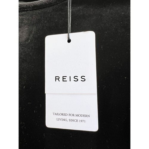 NWT Reiss Long Sleeve Ruched Caty High Neck Velvet Top Blouse Black Women's M - Picture 6 of 8