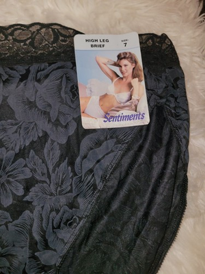 #ad #ad Vintage Sentiments Patina High Leg Brief Size 7 Black Sears $19.99