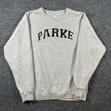 PARKE Gray Crewneck Pullover Sweatshirt PARKE Logo Graphic Print Womens L