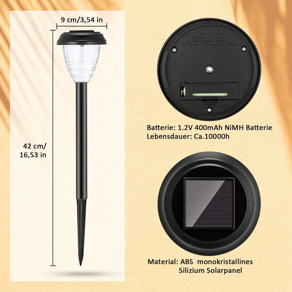 4x set Solar Außen leuchten Solar Rasen Weg Licht Farbwechsel Licht Solar Lampe - Bild 4 von 4