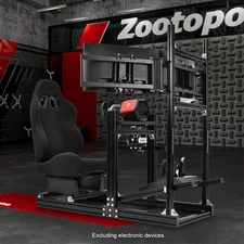 Zootopo F1 Racing Simulator Cockpit With Seat & Triple Monitor Stand Fits G920
