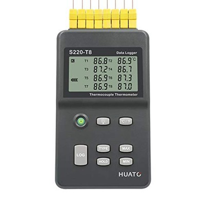 HUATO S220-T8 Eight Channel Thermocouple Data Logger with Range -200 to 1800°C