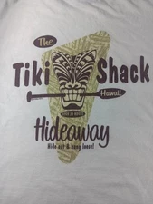 Vintage TIKI SHACK BAR Lg T-shirt Rare OOP Design CRAZY SHIRTS HAWAII TAG Shag 