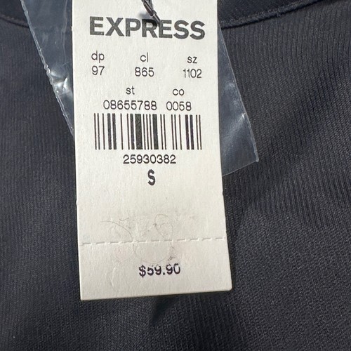 Express schwarz Langarm Stehkragen Bluse Top Puff Schulter Bündchen Detail Neu mit Etikett - Bild 3 von 8