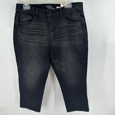 Time and Tru Womens High Rise Straight Crop Jeans Black Faded Size 14 NWT