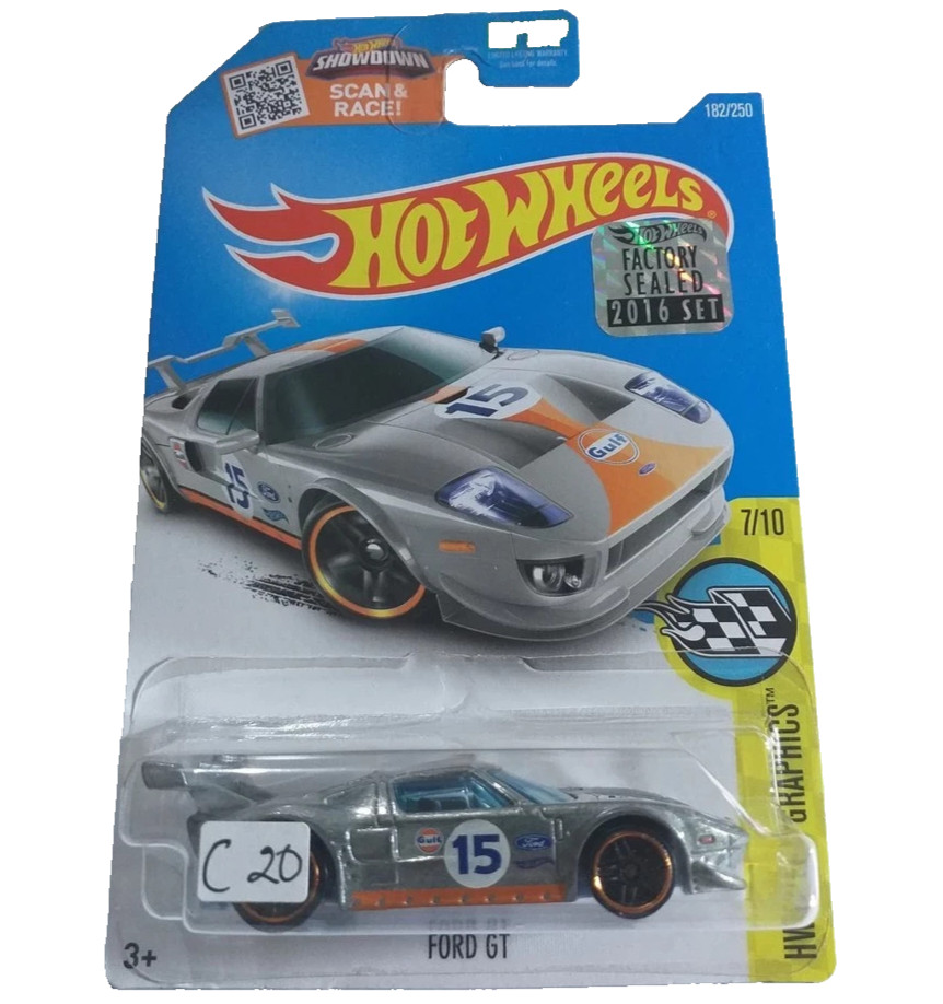 HOT WHEELS FACTORY SEALED 2016 FORD GT ZAMAC W/PROTECTOR