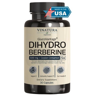 Dihydroberberine 500mg with Ceylon Cinnamon - GlucoVantage 30 Capsules