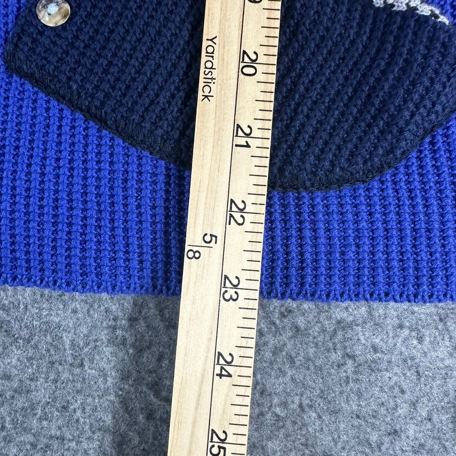 Double Sided Colorblock Patchwork Knit Top Blue G… - image 5