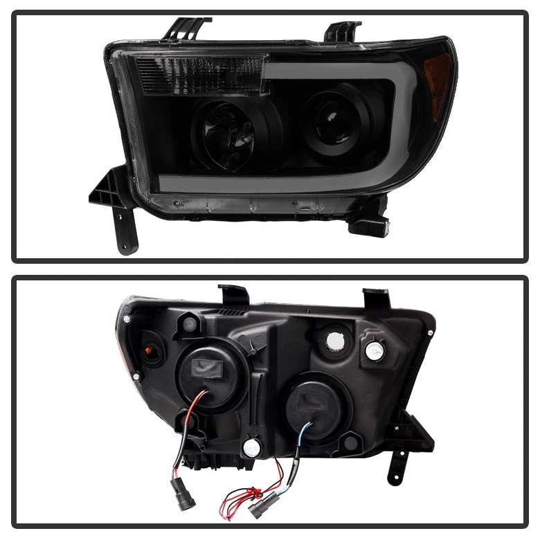 For Toyota Tundra 07-13 Headlights Driver & Passenger Side Black/Smoke LED Light Foto 2 de 4