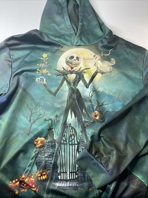 Nightmare Before Christmas Hoodie Size XL Dark Green Long Sleeve