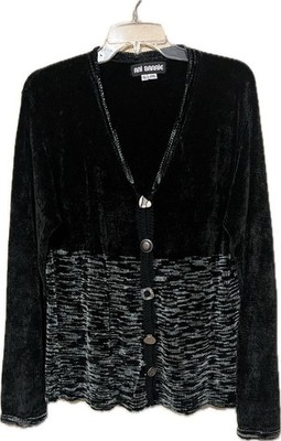 0162 Ani Barrie Women s  Black Speckled Different Button Cardigan L 100% Rayon