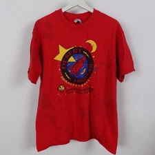 Vintage 90s Desert High Portales New Mexico Enmu T shirt Size Medium 1997 Red