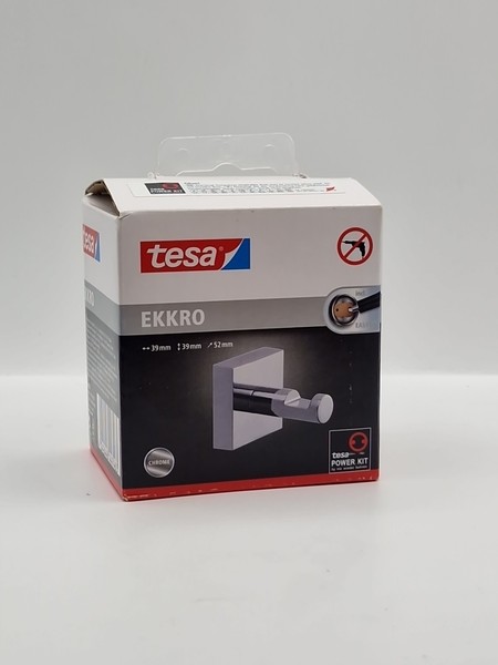 tesa Handtuchhaken, Selbstklebend, Wandhaken Ohne Bohre, Klebehaken Bad, Silber-image