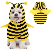 Idepet Halloween Pet Bee Costume, Dog Hoodie Cat Outfit Cute Small, Yellow