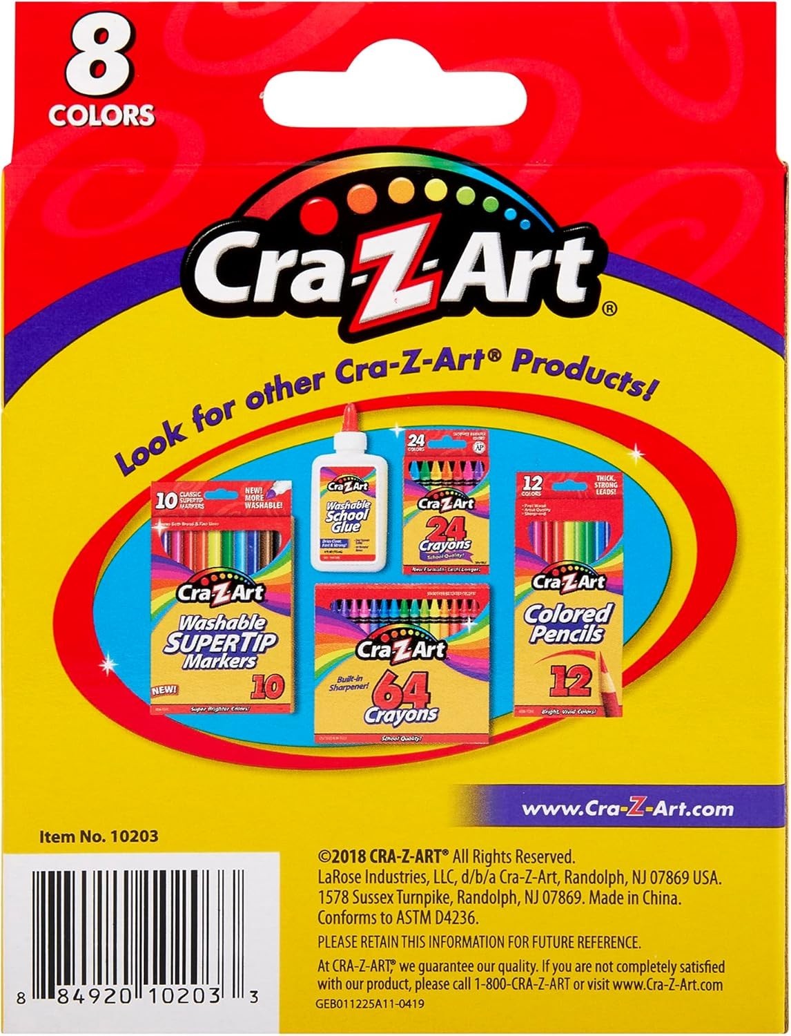Cra-Z-Art 8ct Jumbo Crayons for Children, Back to School Essential for Ages 3+