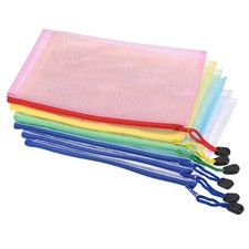 6Pcs A5 Mesh Zipper Bags Paper Document File Bill Pouch for Storage