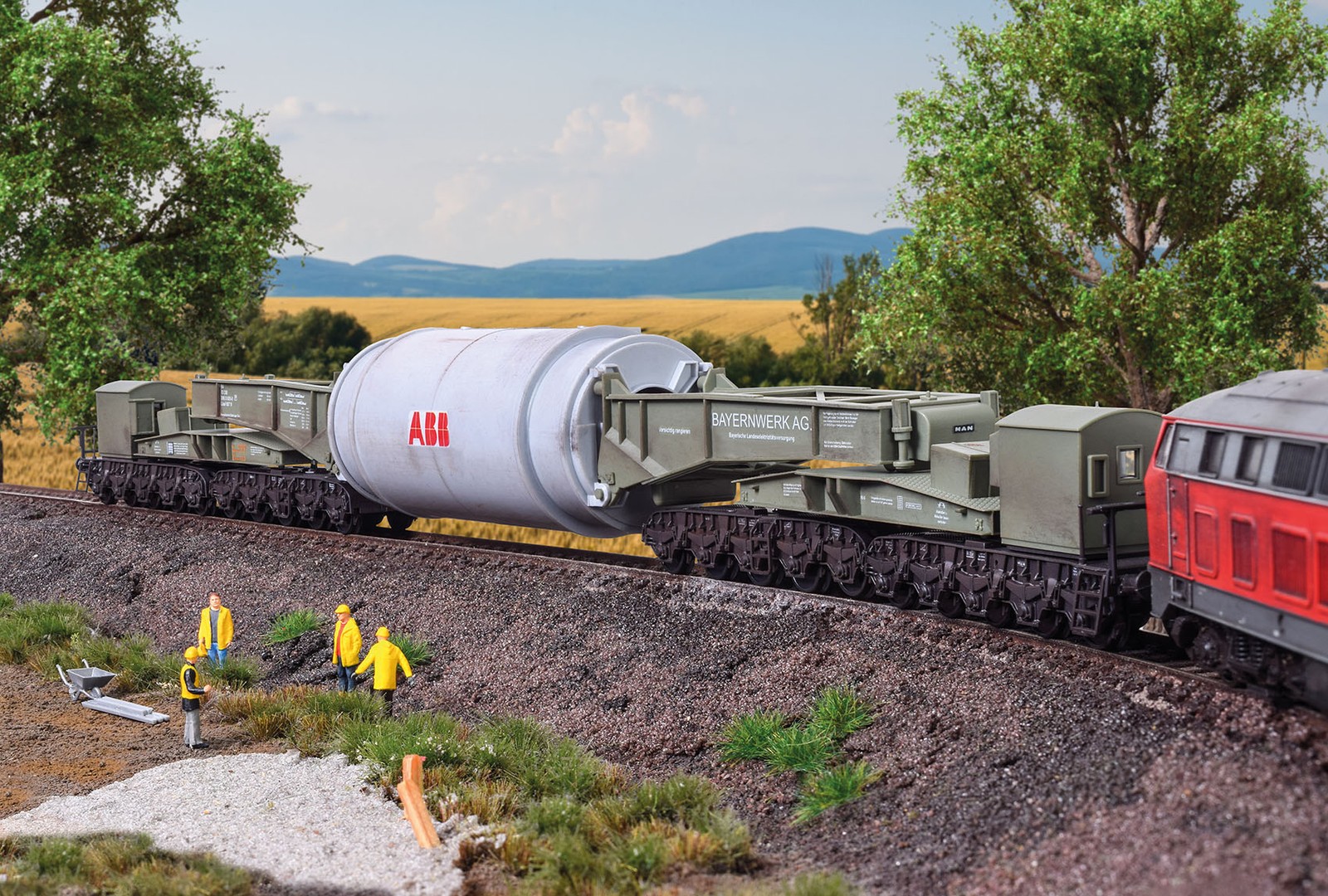 Kibri 16507 - H0 MAN Rail Low Loader Uaai 687.9 with Generator Stator - New