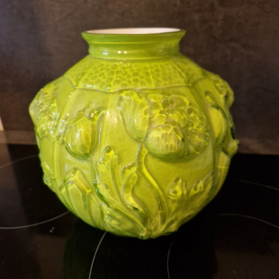 VASE ART DECO VERT SIGNÉ P DE CAGNY - Photo 1/4