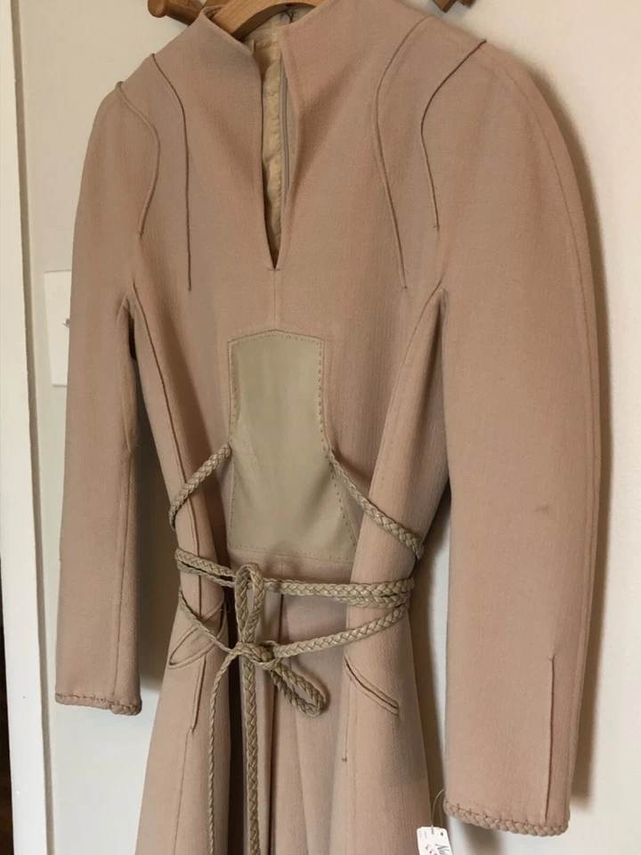 Nuevo con etiquetas Impresionante Vestido Chado Ralph Rucci Lana y Cuero Talla 8 EE. UU. Foto 2 de 4