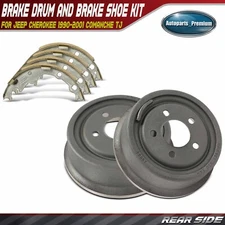 Rear Brake Drums + Ceramic Brake Shoes for Jeep Cherokee 1990-2001 Comanche TJ