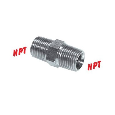 Doppelnippel mit NPT-Gewinde, bis 345 bar, AG, Nippel, Verbinder, NPT, Stahl vz.