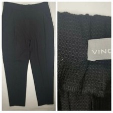 VINCE Trouser Pants Womens Sz M Waffle Knit Pockets Office Siren Tapered Black