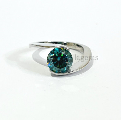 2 Ct Blue Treated Diamond Ring Great Design VVS1 Certified Statement Ring
