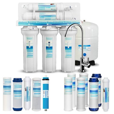 Geekpure 5 Stage Reverse Osmosis RO Water Filter System - Free 7 Filters 75GPD