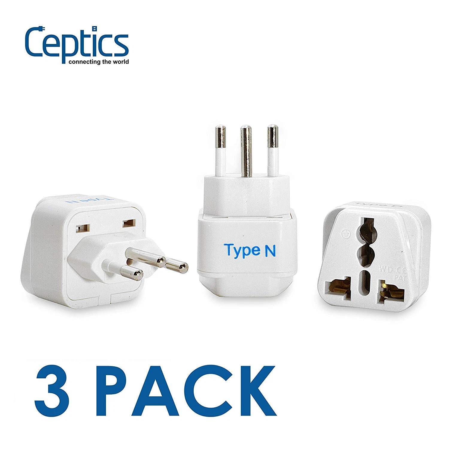 Ceptics Brazil Travel Plug Adapter, Type N - 3 PACK - Thumbnail 4