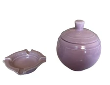 Vintage RETRO VERNONWARE MODERN CALIFORNIA Lilac Lid’d Sugar Bowl & Jam Bowl