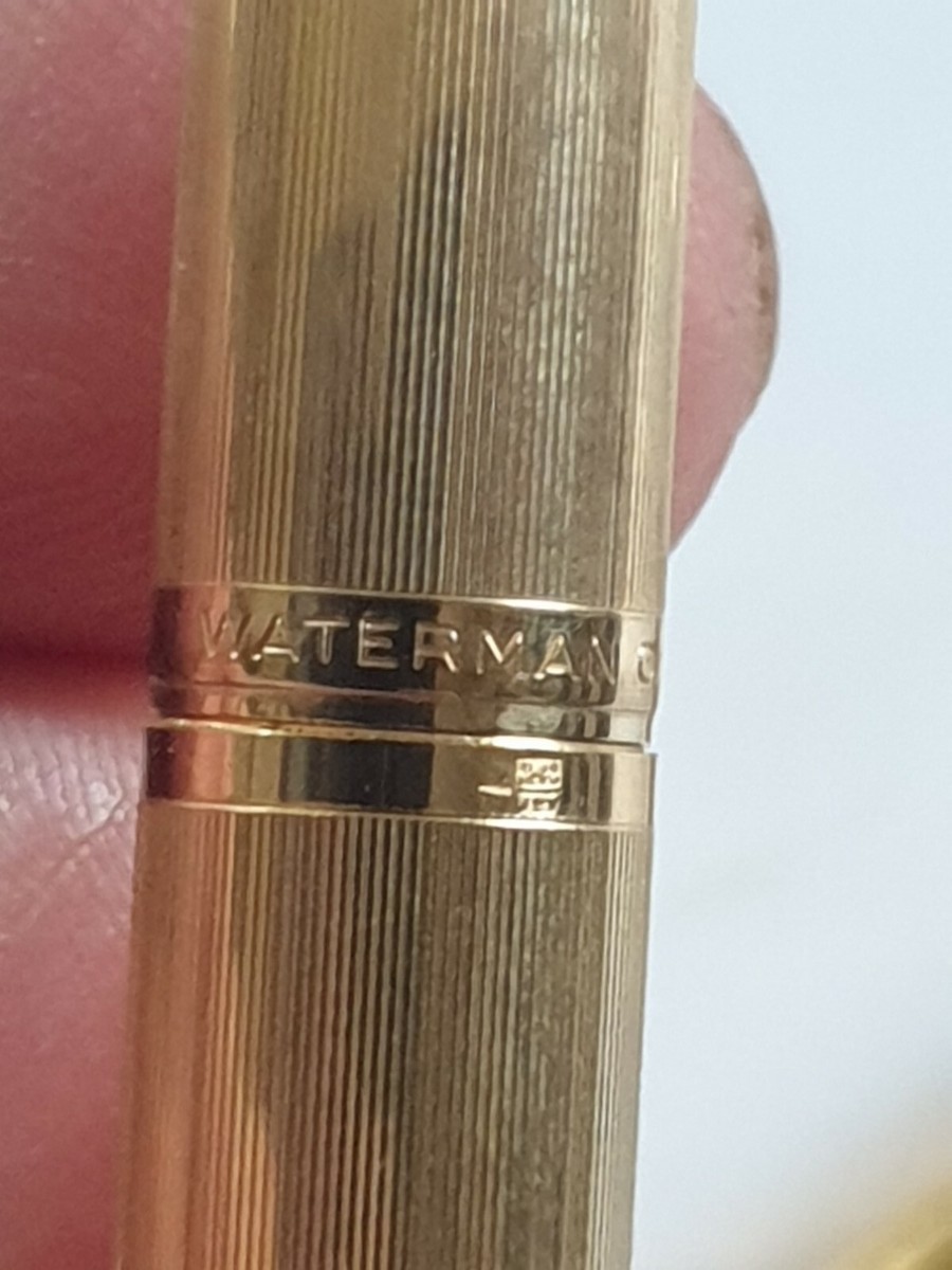 Stylo Plume Waterman Plaque Or + Stylo Parure Plume Or 18K - Boîte Date 1959 - Occasion