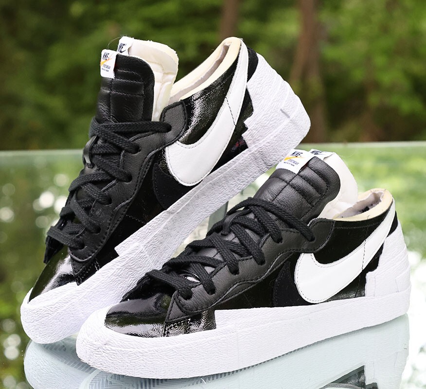 SACAI X NIKE Nike Sacai x Blazer Low Nero Patent Uomo Taglia 9 Bianco Personalizzato DM6443 001