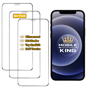 Panzerfolie Schutz für iPhone 5s 6 7 8 X XS XR 11 12 13 14 Pro Max Mini 3er Pack