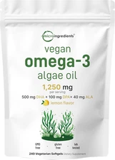 Vegan Omega 3 Algae Oil, 240 Softgels Fish Oil Alternative DHA 500Mg & DPA 100Mg