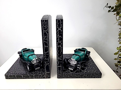 Vintage Look Old Car Bookends Black With Green Classic Metal Vintage Car Johnco 