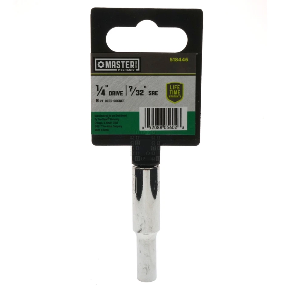 Master Mechanic 518446 7/32" Deep SAE Chrome Socket, 1/4" Drive, 6-Point - Image 2 of 4