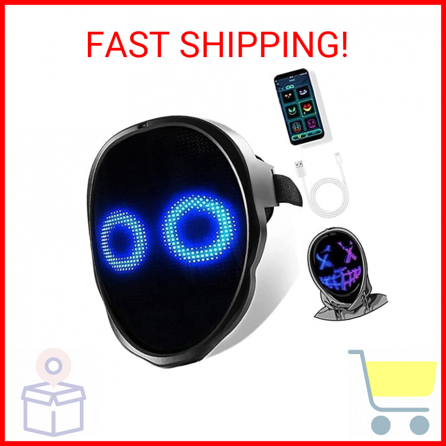 Funle Led Mask Smart Cool Light Up Rave Digital Electric Glow DJ Mask