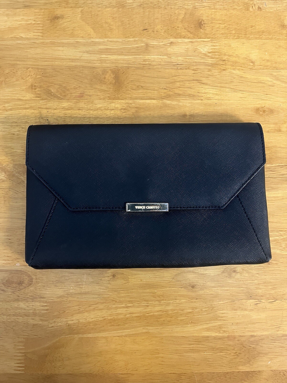 Vince Camuto Black Snap Flap Clutch Bag for Women