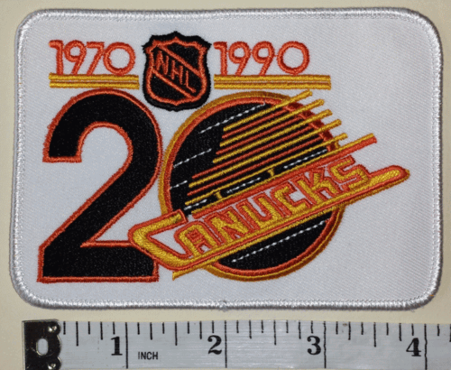 1970-1990 Vancouver Canucks 20 aniversario parche emblemático de hockey de la NHL - Imagen 1 de 1