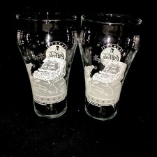 2 VTG "Always Coca-Cola"  Frosted Santa Glasses 1999 Coke Clear Christmas