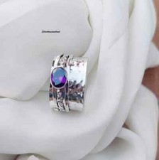 Amethyst Ring, 925 Silver Ring, Spinner Ring, Worry Ring, Women Ring, All Size