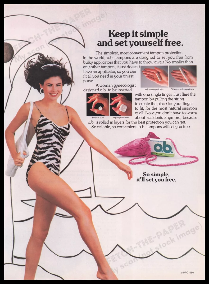 o.b. Tampons 1980s Print Advertisement Ad 1986 Legs Model Swim