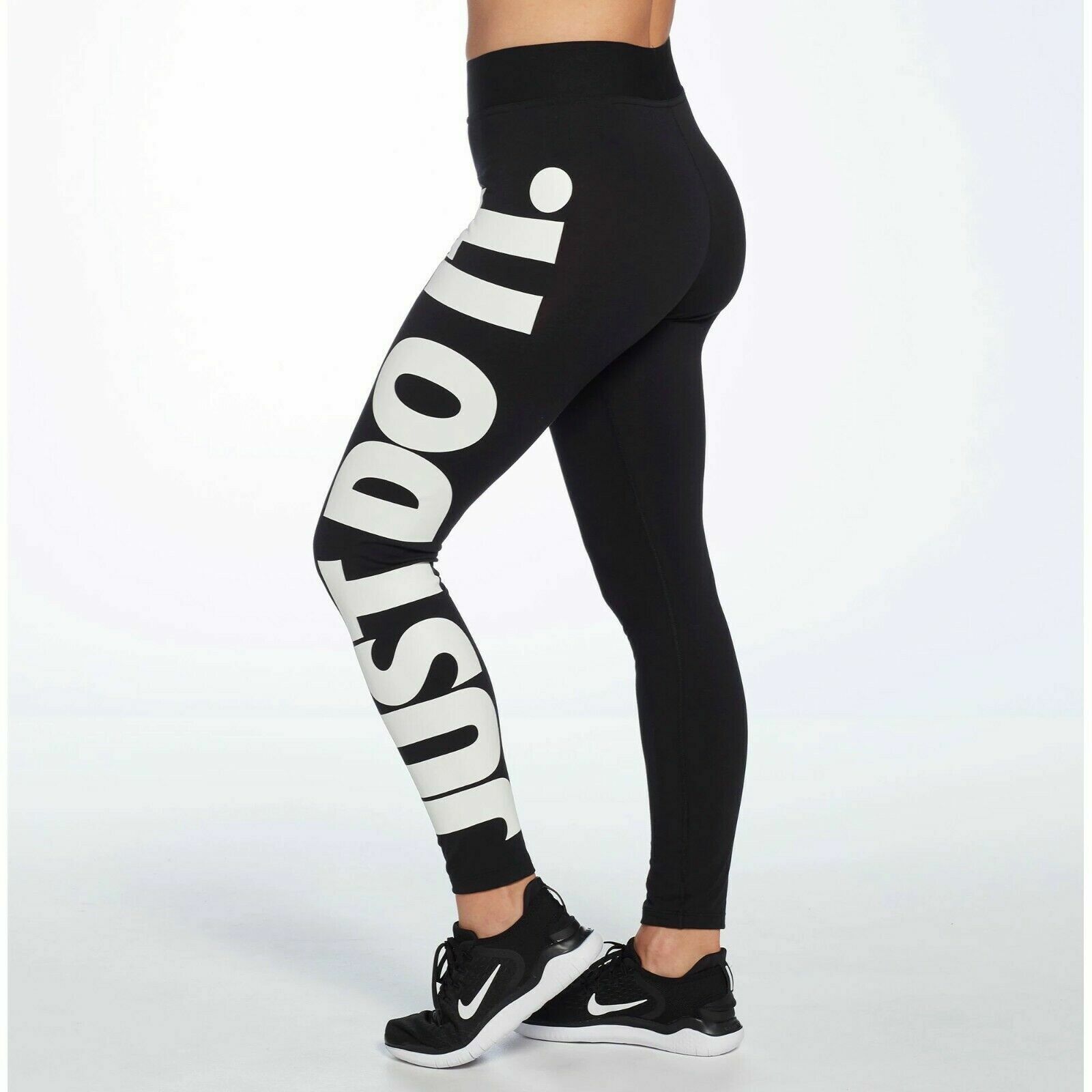 Nike Sportswear JUST DO IT Women's High-Waisted Leggings Black White M for sale online | eBay