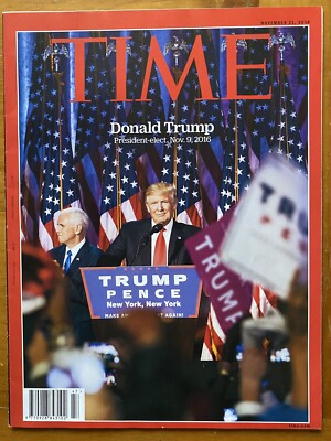 TIME Magazine 2016 Donald Trump Pence MAGA President Elect Nov 9 NO LABEL