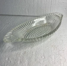Vintage Jeanette Glass Oval Clear Glass Bowl Desert / Banana Split Relish Tray