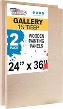 Unfinished Cradled Wood Panels for Painting, 2 Pack of 24X36 Inch - Gallery Birc