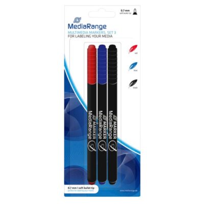 3 MediaRange CD Marker farbsortiert 0,7 mm permanent Rot Blau Schwarz