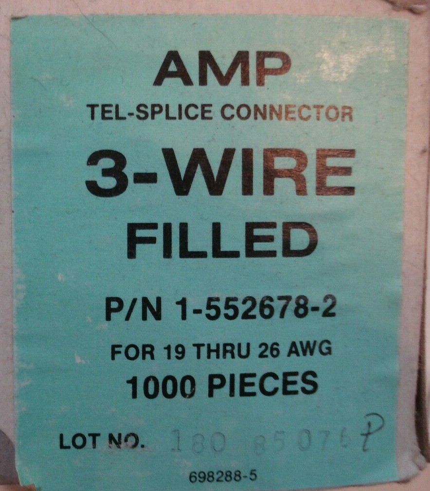 Telephone Cable Splicing Amp 3 Wire Filled TelSplice Connector 1926 1