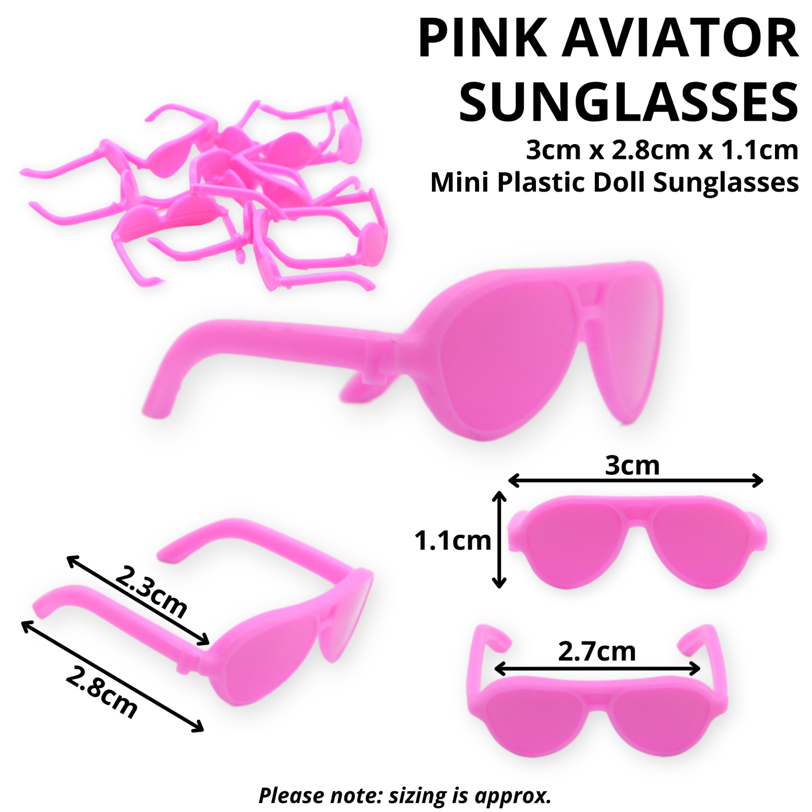 Ifundom Mini Doll Sunglasses Black 60Pcs 1.2X1.1X0.4In For Craft Making